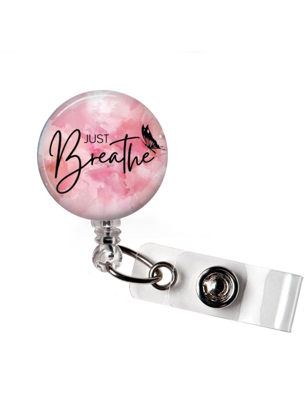 Just Breathe Badge Reel Motivational Gift Retractable ID Holder